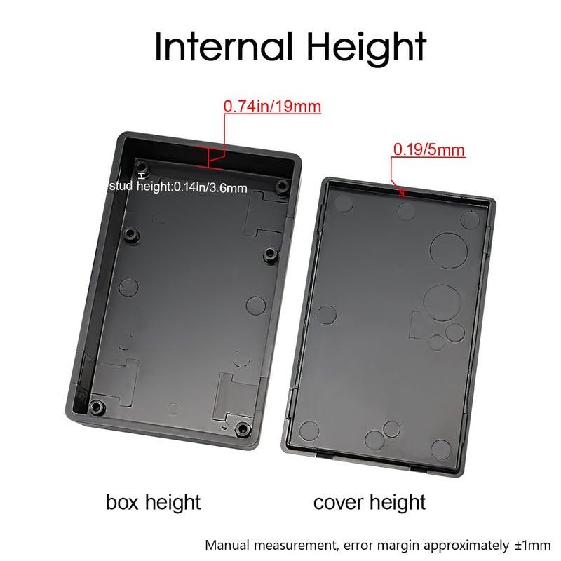 LeMotech Project Box, 5 Pieces ABS Electrical Box Small Junction Box for Electronics PCB Case,Electronic Hobby Box Black, Outside Size 3.6 x 2.3 x 0.9 inch (92 x 58 x 23 mm) - Image 4